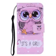 Cute Owl Pattern Colored Drawing Horizontal Flip Leather Case for Galaxy A50, with Holder & Card Slots & Wallet & Lanyard