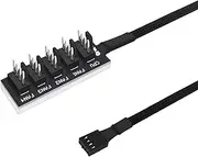 Fan Hub Splitter Extension Cable, 1 to 5 Way Power Supply Cable PWM PC Motherboard Case Fan Power Adapter Extension Cord Hub for Desktop Computer Case 4-Pin and 3-Pin Cooling Fan