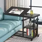 Height Adjustable C Table with Wheels, Sofa Bedside Laptop Stand, Side Table
