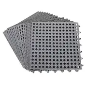 16Pack 12" x 12" Interlocking Rubber Floor Tiles Non-Slip Pool Mat Dark Gray