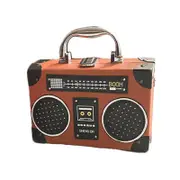 Unique Vintage Radio Shaped Cross-Body Bag Women Clip Clasp Shoulder Bag-Brown