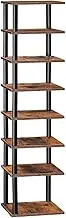 HOOBRO 8-Tier Vertical Shoe Rack for Small Space, Corner Shoe Rack, Wooden Shoe Storage Organizer, for Closet, Entryway, Hallway, Bedroom, No-Tool Assembly, Rustic Brown and Black BF22XJ01