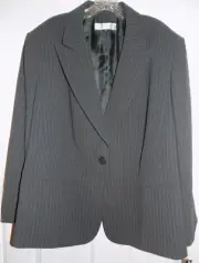 NWT Tahari Arthur S Levine 24W 2X charcoal gray pinstripe blazer jacket coat