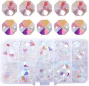 100pcs AB Color Glass Octagon Beads Crystal Chandelier Parts Replacement Beads