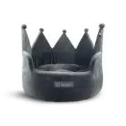 Nandog Pet Gear Crown Bed Micro Plush Dog Bed - Dark Gray