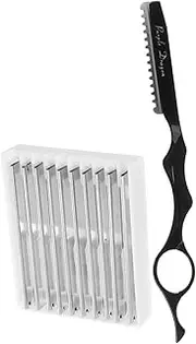 PLAFOPE 11pc Set Thinning Hair Cutting Scissors Feathering Razor Metal Shaving Razor for Men Safe Hair Cutting Scissors Comfortable Grip Handle