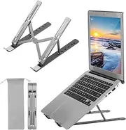 Laptop Stand Adjustable Portable Computer Riser Tablet Elevator for Desk Cooling Aluminum Ventilated Notebook Holder Compat with 10-17in PC Fully Collaps Black
