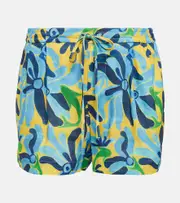 [Marni] Marni Printed linen-blend shorts AU 8 blue