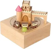 Kids Toys Carousel Rotating Train Wooden Valentine's Day Graduation Gift Musical Jewelry Box. (Color : Castle in The Sky)