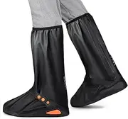 Fippy Waterproof Rain Boot Shoe Covers with Reflector, Reusable Non-Slip Rain Boot Shoe Covers for Women Men (Black, X-Large)
