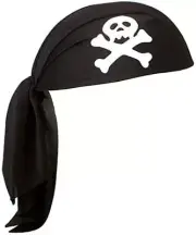 U. S. Toy Pirate Skull & Crossbones Headscarf Halloween Costume Hat, Black Wh...