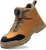 [SDEQA] Safety Trainers Men Breathable Steel Toe Cap Boots with Rotary Buttons Breathable Lightweight Non Slip Work Sneakers Industrial Construction Sneakers Safety Boots