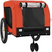Pet Bike Trailer - Durable Oxford Fabric and Iron Frame with Comfort Features - Orange and Black - Ideal for Small Pets and Cargo Transport