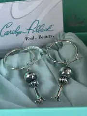 NIB Carolyn Pollack Sterling Turquoise Squash Blossom Dangle Statement Earrings