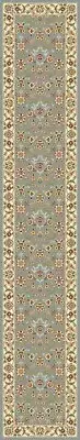 Light Blue Floral Polypropylene Rug 2' 3 x 17' Runner