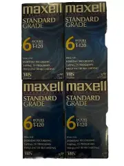 4 Maxwell Blank Tapes VHS T-120 VCR Video Cassette Standard Grade 6 Hour Sealed