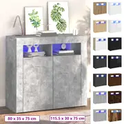 Sideboard with LED Lights Multi Colours 115.5x30x75 cm/80x35x75 cm vidaXL
