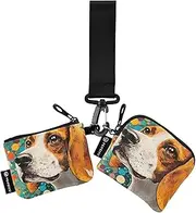 [XYMZR] Mini Zip Around Wristlet keychain Wallet Cute Dog Dots for Women Personalized Pattern Detachable Dual Pouch Wristlet Portable Wallet Phone Coin Purse, Multi-colored, One Size