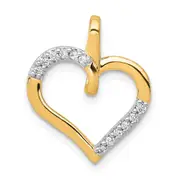 14K Yellow Gold 1/10ct. Real Diamond Heart Pendant