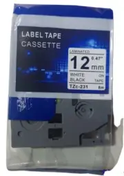 Label Tape Cassette White On Black Tape 12mm TZc-231 for Brother P Touch Lot/31