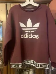 NWT Adidas TRF Sweatshirt Womens Trefoil Textured Oversized Pullover Medium M