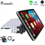 Single 1Din Rotatable 10.1" Android 12 Carplay Car GPS Stereo Radio BT Head Unit