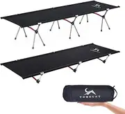 TOMOUNT Camp Bed Lightweight Camping Lounger Aluminium Alloy Compact Camping Bed Travel Bed for Balcony, Garden, Camping, Outdoor Hiking - Black
