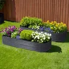 2x Raised Green Fingers Garden Bed 240X80X42cm Oval Planter Box Container 042X2