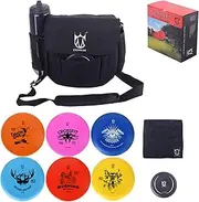 Disc Golf Set, Disc Golf Starter Set,Includes 1pc Bag with Water Bottle Pocket and Accessory Pocket, 2pcs Drivers, 2pcs Mid-Ranges, 2pcs Putters, 1pc Mini Disc Marker and 1pc Towel