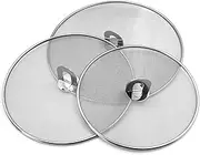 Splatter Screen for Cooking - Stainless Steel Grease Splatter Guard for Frying Pan, No Cooking Oil Mess No Burns, Ultra Fine Mesh Lids Set of 3(25cm，29cm，33cm)