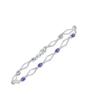 Silver 1.60 ct. tw. Diamond & Amethyst Bracelet
