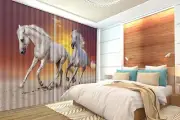 3D Two horses 6 Blockout Photo Curtain Printing Curtains Drapes Fabric Window AU