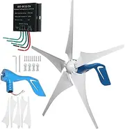 YHOZHUT 1000W / 1200W Wind Turbine Generator Kit 12V / 24V / 48V Wind Power Generator with 5 Blades and Controller, Pure Copper Coil Windmill Generator for Home, Hybrid Solar Wind System,1200w,12V