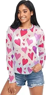 [RPLIFE] Watercolor Hearts White Womens Mesh Sleeve Top, Sexy Mesh Top S-XXL