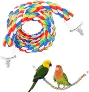 1PCS Rope Perch Bird Parrot Cotton Rope Stand Bird Rope Perch Coiled Rope for Parrot Cage Positionable Rope Perch for Parrot/Parakeet/Cockatiel Bungee Toy Comfy Colorful（80cm，31.5inch）