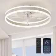 Low Profile Ceiling Fans with Lights, Flush Mount Modern Ceiling Fan and Remo...