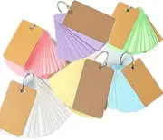 Blank Flash Cards 300 Pieces 2.2 x 3.5 Inches Multicolor Kraft Paper Binder Ring Easy Flip Flash Card Study Cards Memo Scratch Pads Bookmark DIY Greeting Card Index Card Stock Note Card