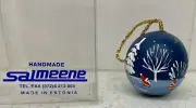 NEW Hand Painted Wooden Ball Christmas Ornament made in Estonia Stars Snow Santa