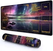 RMJKXQZG for MTG Playmat with Zones 24" x 14" with High Elastic Rubber Base Non-Slip Rubber Sole HD Printing for MTG Mat Magic Mat Card Playmat Magic Playmat Mouse Pad, Auroral Starry Sky