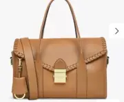 RADLEY Loaf Lane Medium Whipstitch Leather Flap Over CrossBody Bag Tan Butter