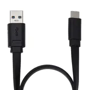 USB-A to USB-C Short Noodle Black Cable - 30cm