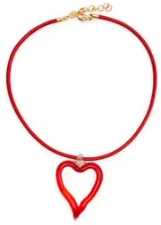 Sandralexandra Heart Of Glass XL Leather Cord Necklace - Red - One Size One Size