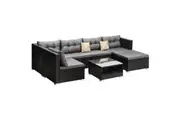 Livsip Outdoor Lounge Setting 7pc Wicker Sofa Set Furniture Rattan Patio Garden