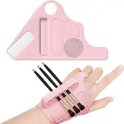 PAIKIUU Silicone Makeup Hand Strap, Adjustable Hand Strap for Blending Palettes, Auxiliary Tool Organization for All Kinds of Makeup Brushes and Foundation Mixing, Pink, Silicone Make-up Wrist Strap
