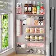 Magnetic Spice Rack for Refrigerator,8 Pack Fridge Shelf, Pink