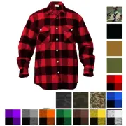 Plaid Flannel Shirt Brawny Buffalo Heavyweight Long Sleeve Checkered Lumberjack