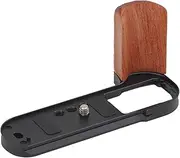 SZZCNOX XT50 Retro Wooden Handle Grip for Fujifilm, Vintage L-Shaped Micro Camera Mounting Baseplate, Metal Frame Quick Release L Plate Grip for FUJIFILM XT50 Camera Accessories (Black)