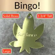 Custom Engraved Dog Tags Personalized Dog Collar Pet Tag BRASS Engraved LEAF TAG