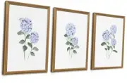 WRFON Hydrangea Wall Art, Blue Floral Wall 24L" x 16W" Blue Hydrangea Framed