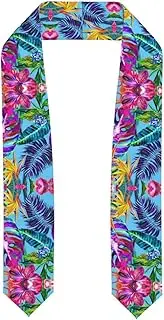 [SKKNT] Pink Flower Tropical Plant Print Graduation Shawl Stole For Academic Commencements Honor Sash Congratulations Gift